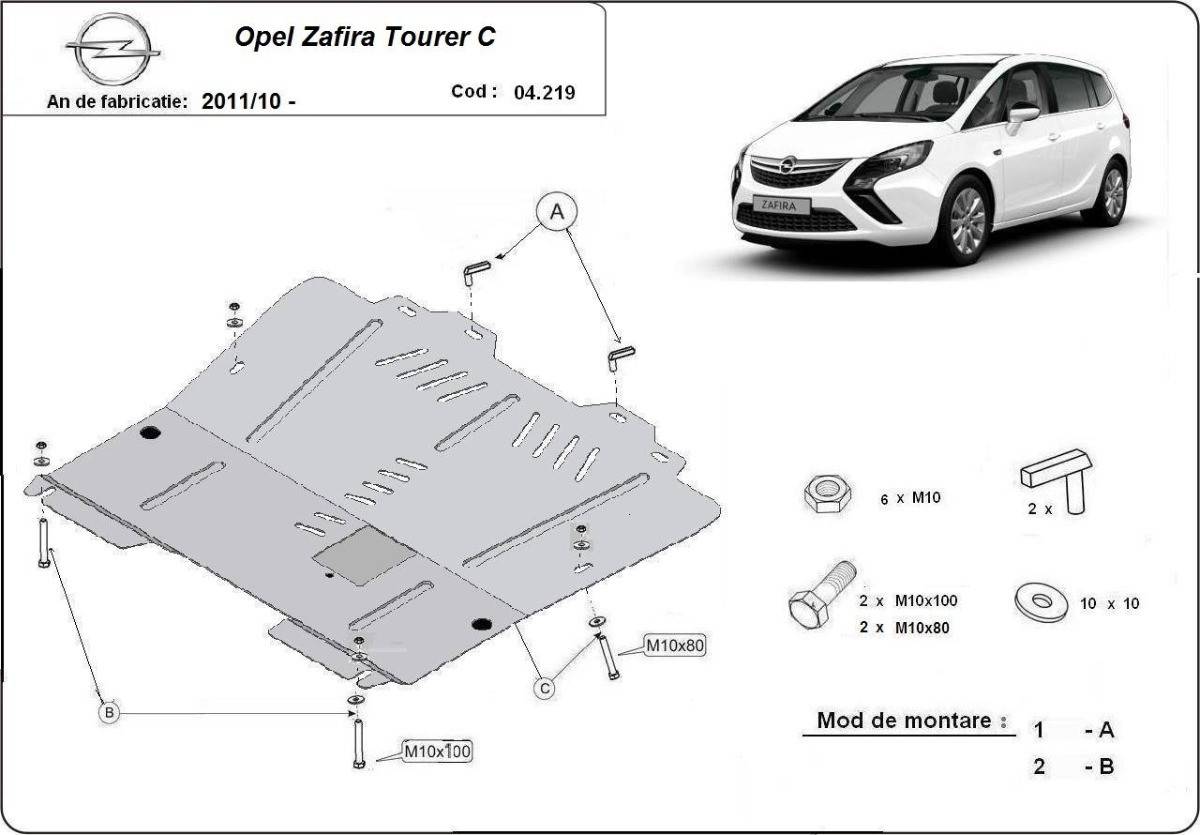 Cubre cárter metálico Opel Zafira C (2011-2019) a medida