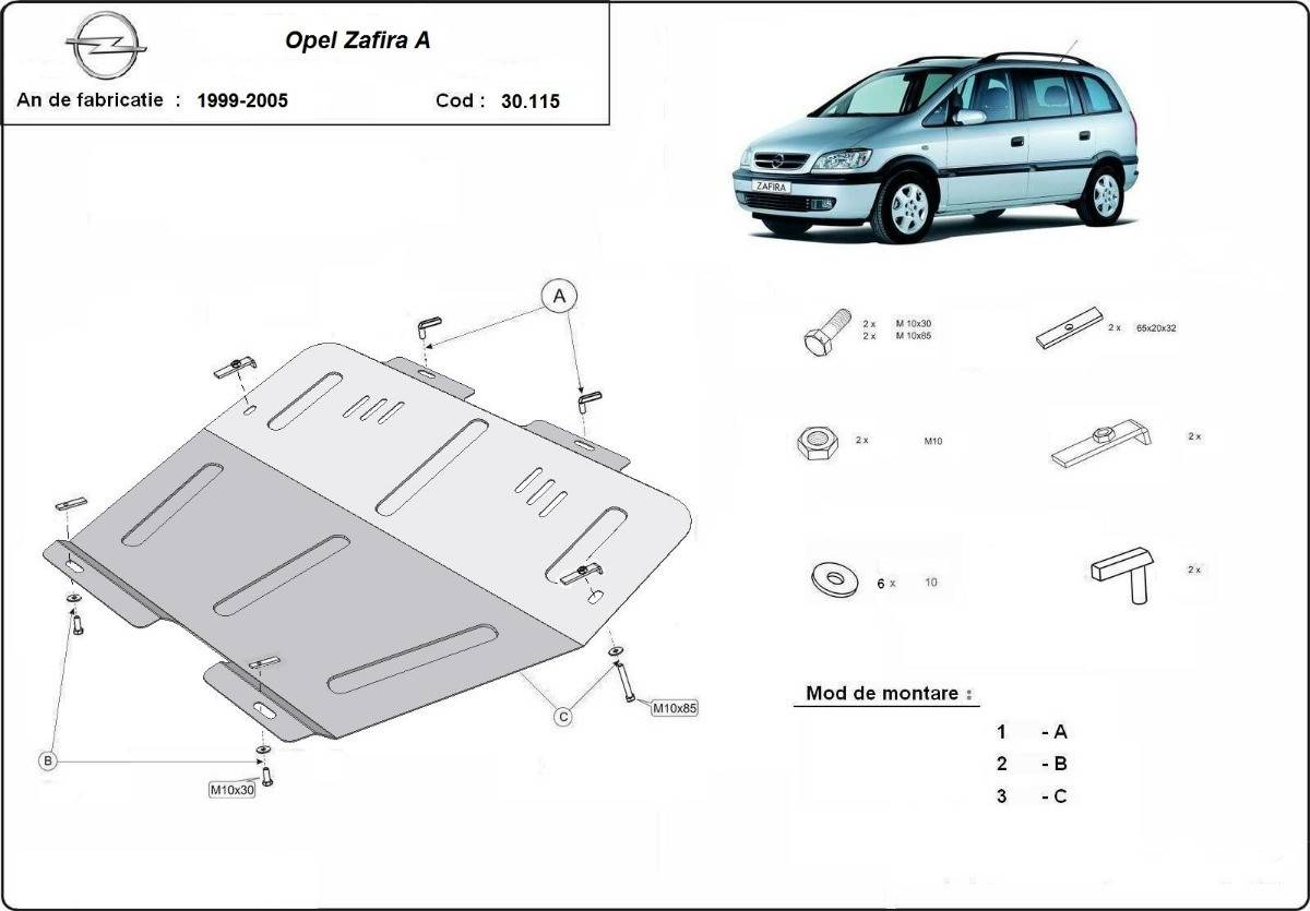 Cubre cárter metálico Opel Zafira (1999-2005) a medida