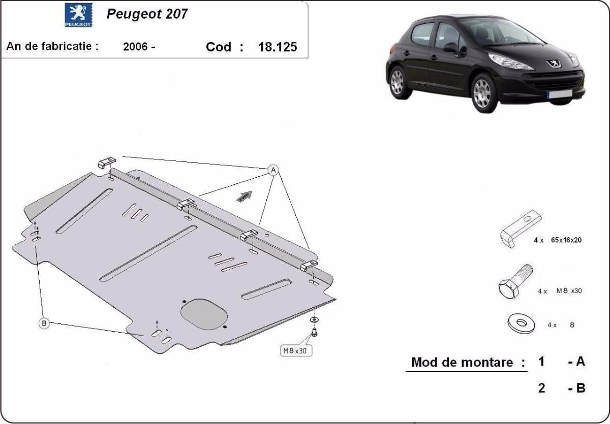 Cubre cárter metálico Peugeot 207 (2006-2022) a medida