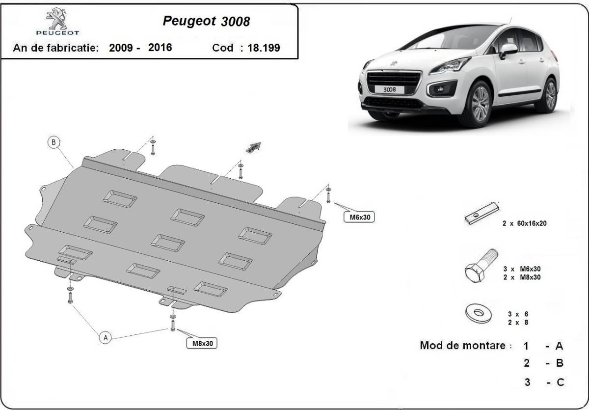 Cubre cárter metálico Peugeot 3008 (2009-2016) a medida