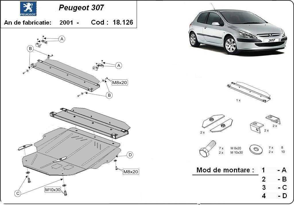 Cubre cárter metálico Peugeot 307 (2001-2022) a medida