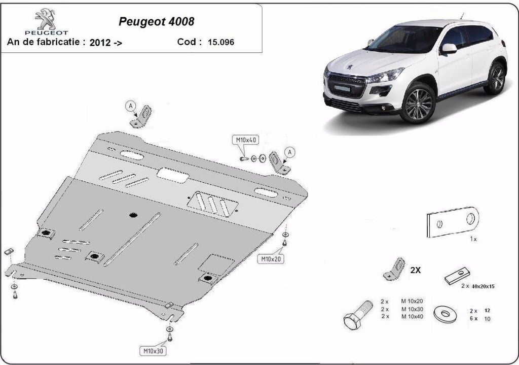 Cubre cárter metálico Peugeot 4008 (2012-2022) a medida