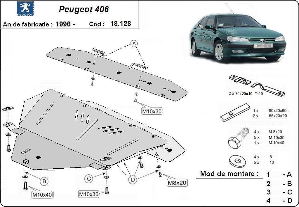 Cubre cárter metálico Peugeot 406 (1996-2004) a medida