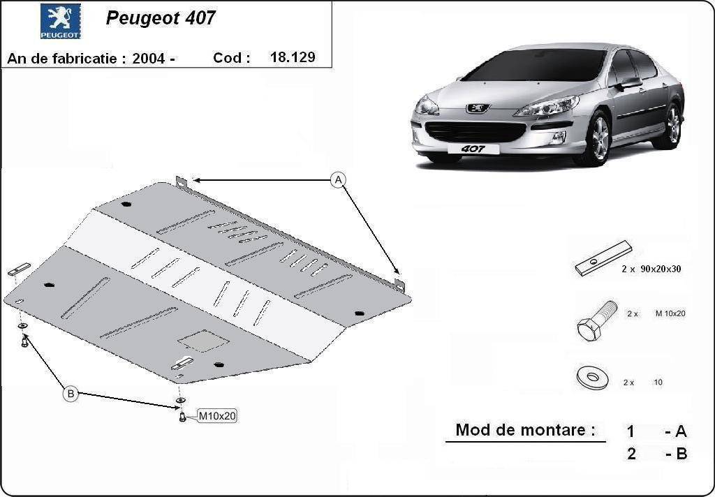 Cubre cárter metálico Peugeot 407 (2004-2011) a medida