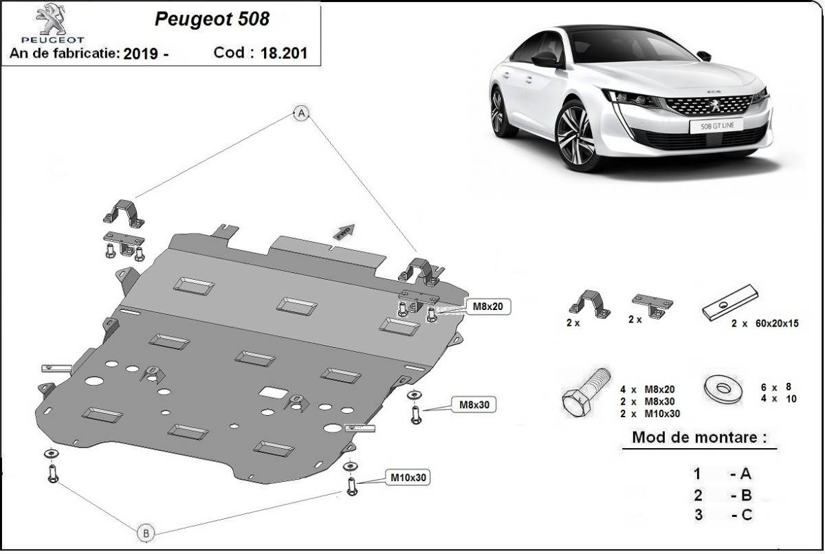 Cubre cárter metálico Peugeot 508 (2019-2022) a medida