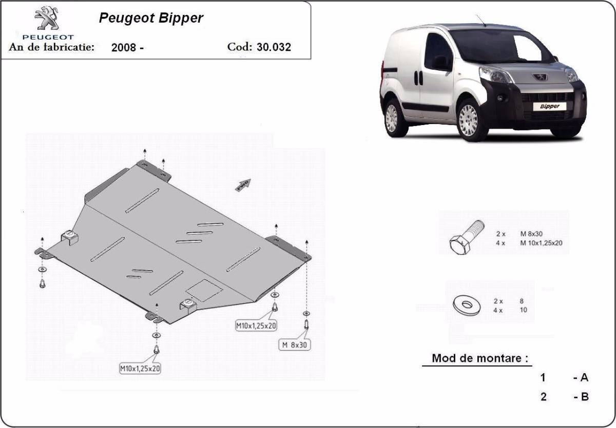 Cubre cárter metálico Peugeot Bipper (2008-2022) a medida