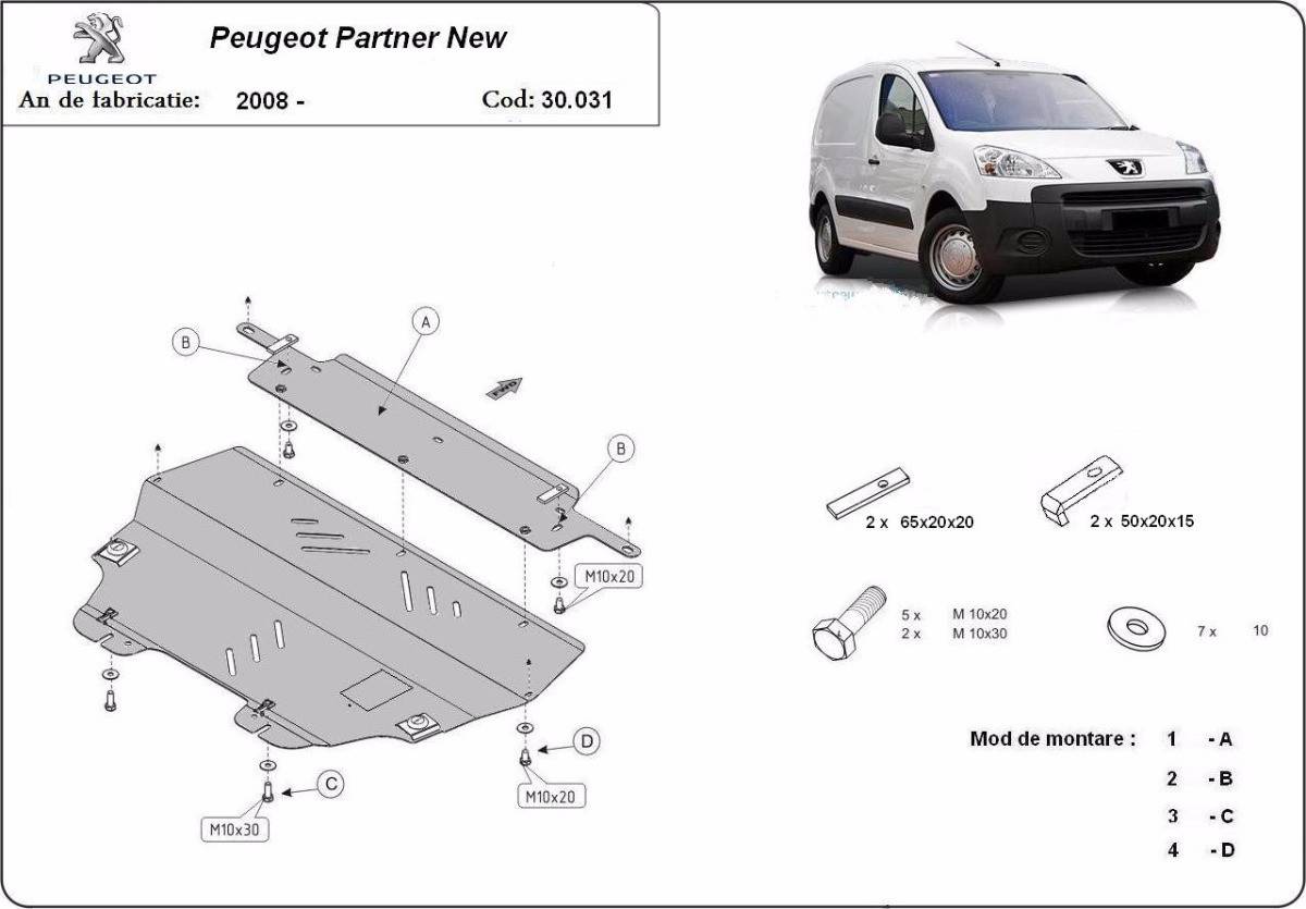 Cubre cárter metálico Peugeot Partner (2008-2018) a medida