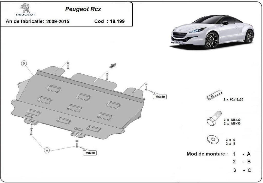 Cubre cárter metálico Peugeot Rcz (2009-2015) a medida