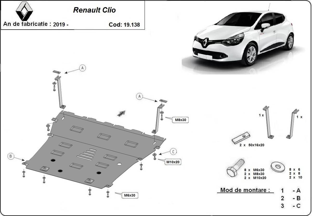 Cubre cárter metálico Renault Clio 5 (2019-2022) a medida