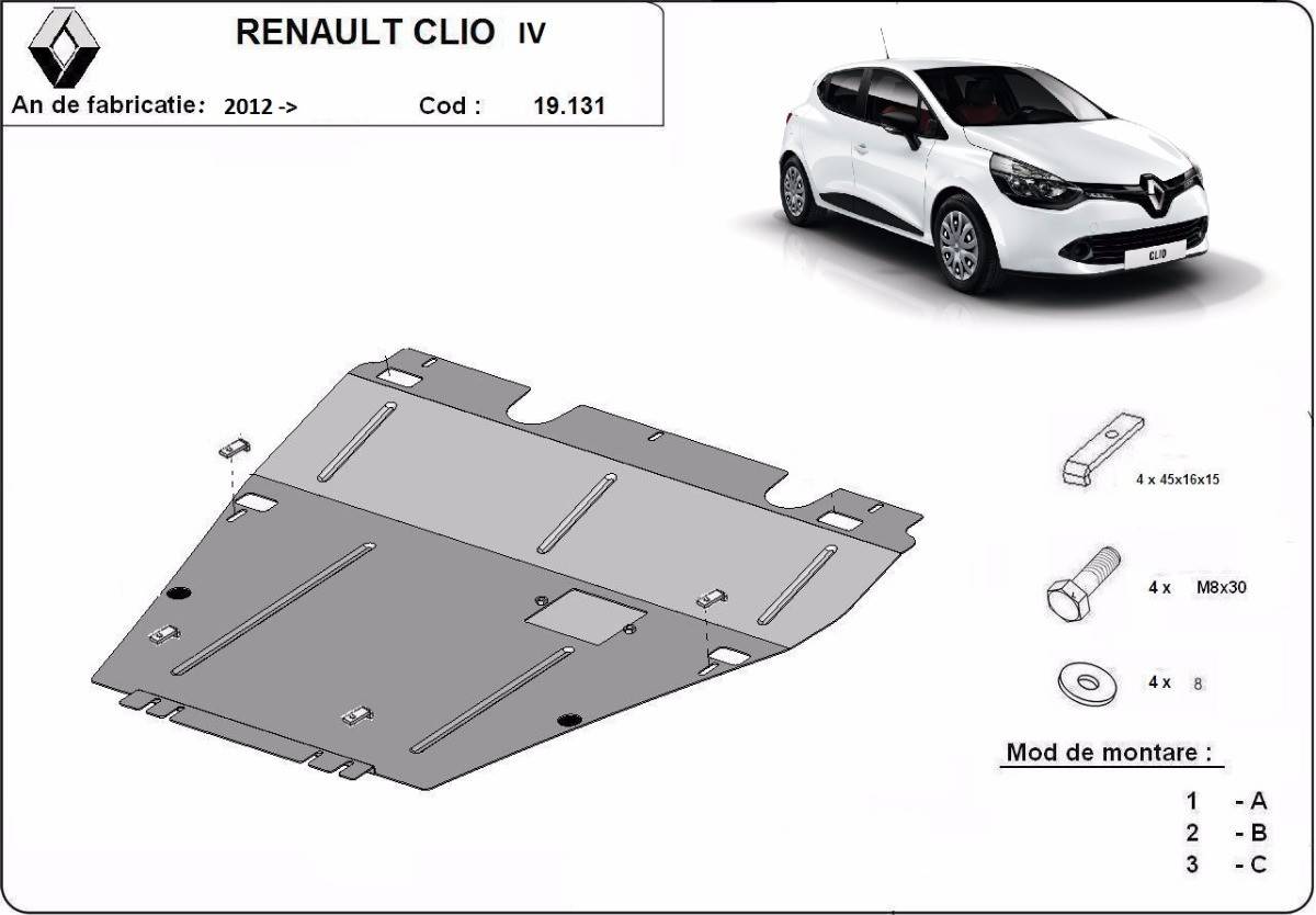 Cubre cárter metálico Renault Clio 4 (2012-2019) a medida