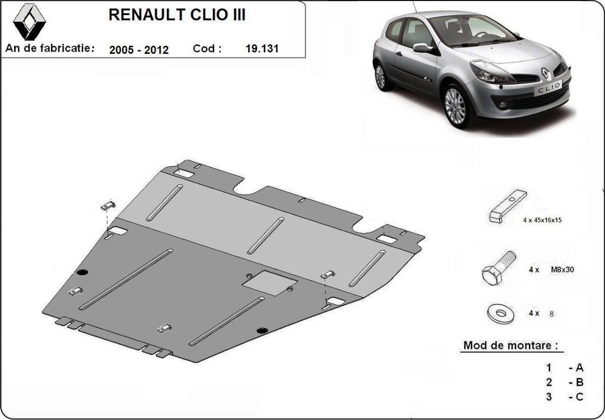 Cubre cárter metálico Renault Clio 3 (2005-2012) a medida