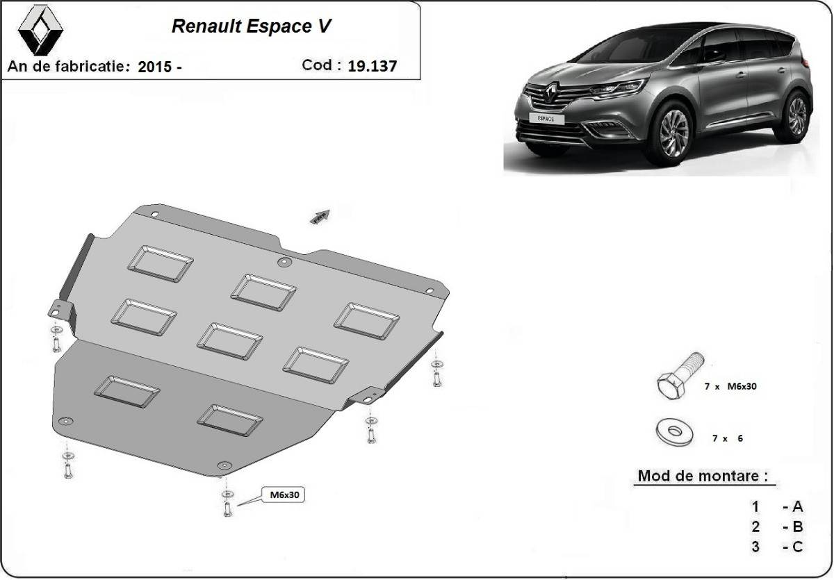 Cubre cárter metálico Renault Espace 5 (2015-2022) a medida