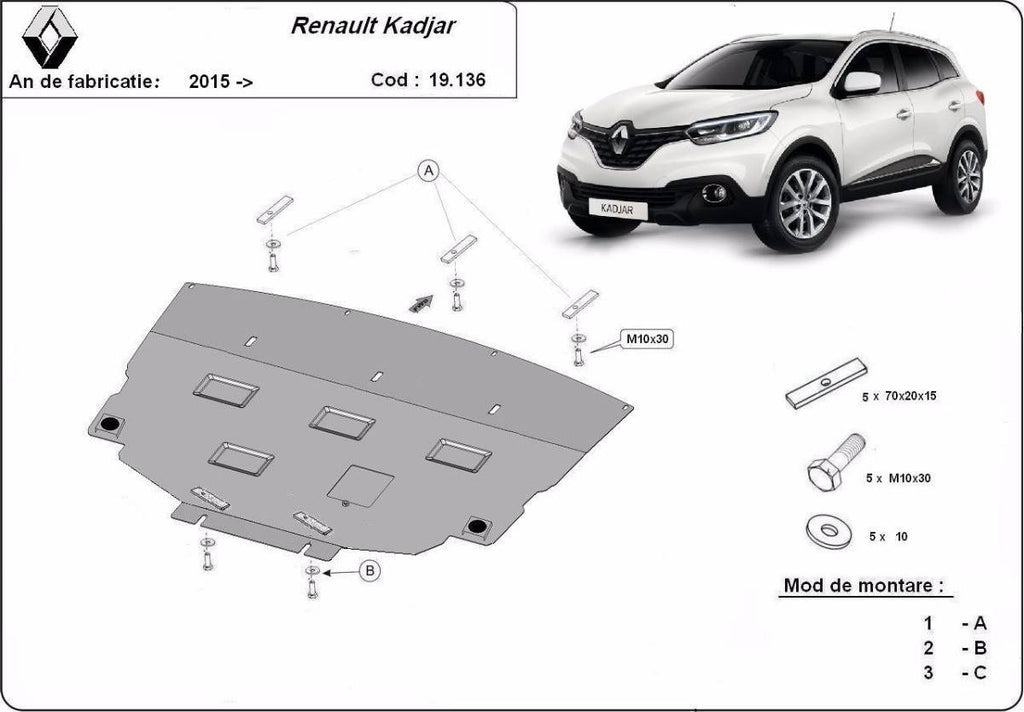 Cubre cárter metálico Renault Kadjar (2015-2022) a medida
