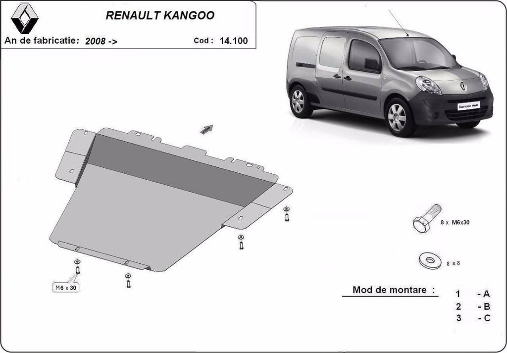 Cubre cárter metálico Renault Kangoo (2008-2021) a medida