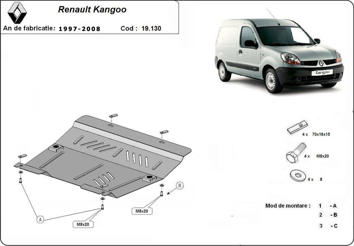Cubre cárter metálico Renault Kangoo (1997-2008) a medida