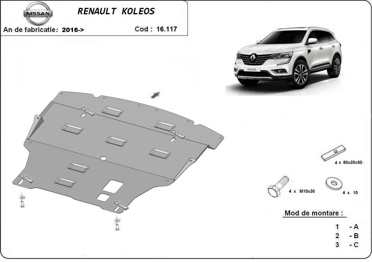 Cubre cárter metálico Renault Koleos (2016-2022) a medida