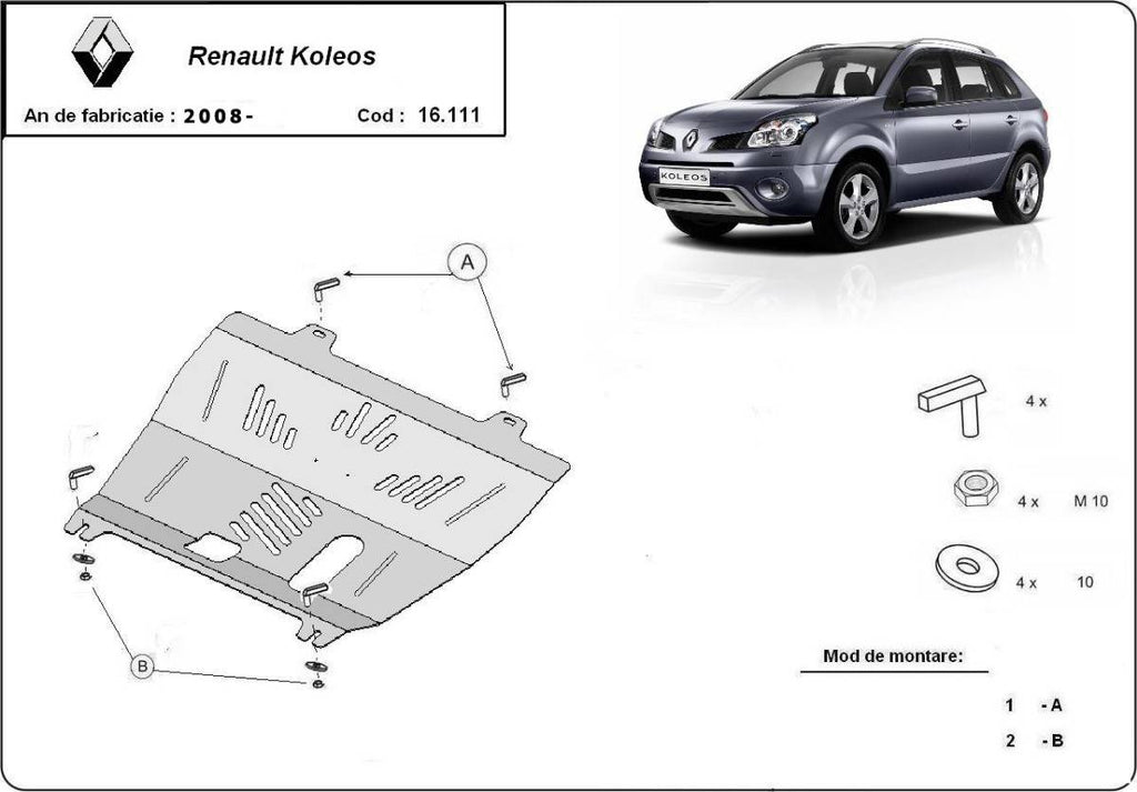 Cubre cárter metálico Renault Koleos (2008-2016) a medida