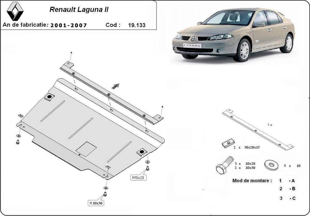 Cubre cárter metálico Renault Laguna 2 (2001-2007) a medida