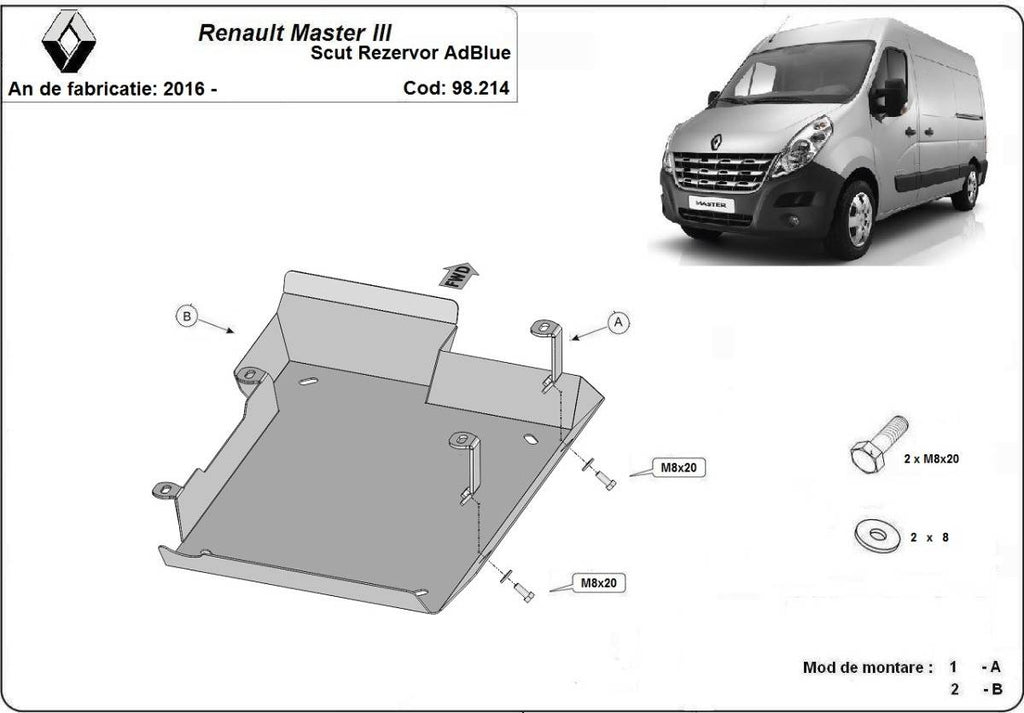Protección del Depósito de Adblue Renault Master 3 (2016-2022)