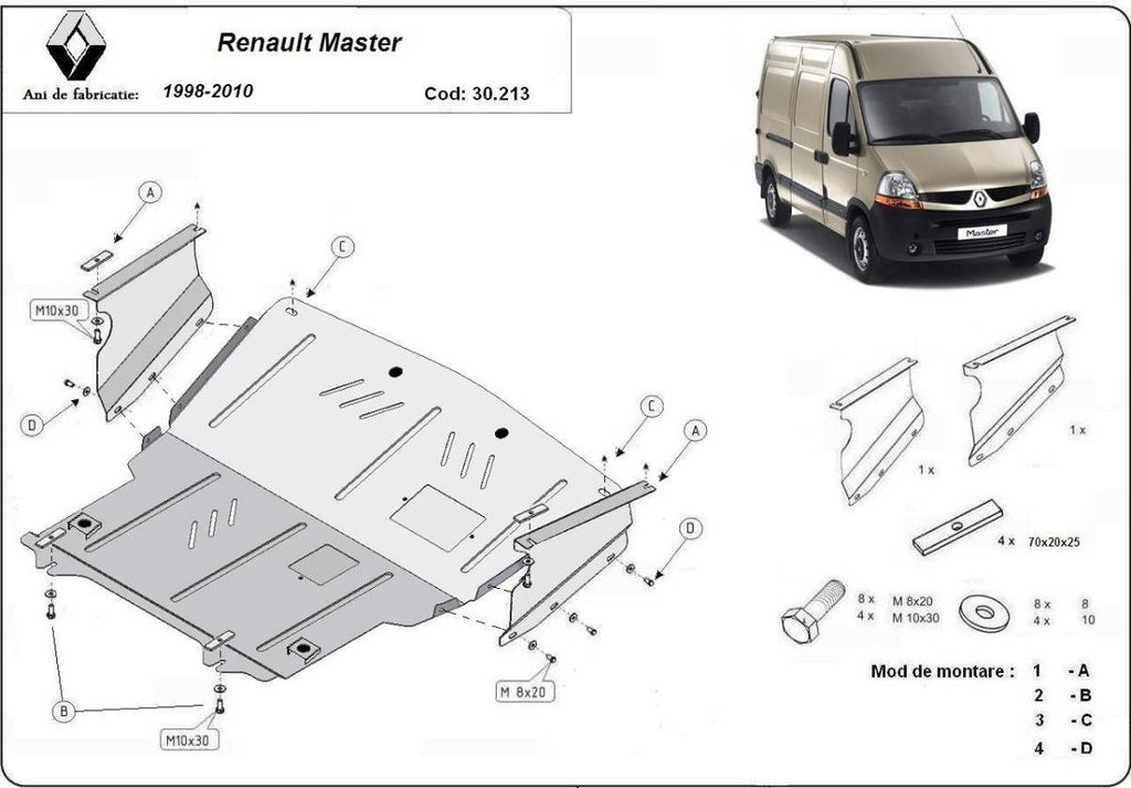 Cubre cárter metálico Renault Master 2 (1998-2010) a medida