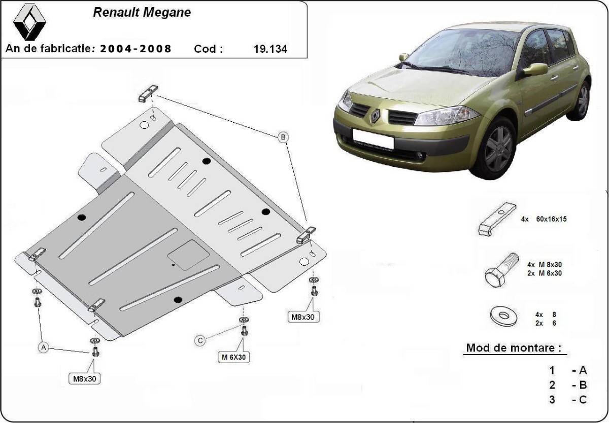 Cubre cárter metálico Renault Mégane 2 (2004-2008) a medida
