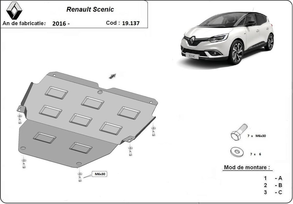 Cubre cárter metálico Renault Scenic 4 (2016-2022) a medida