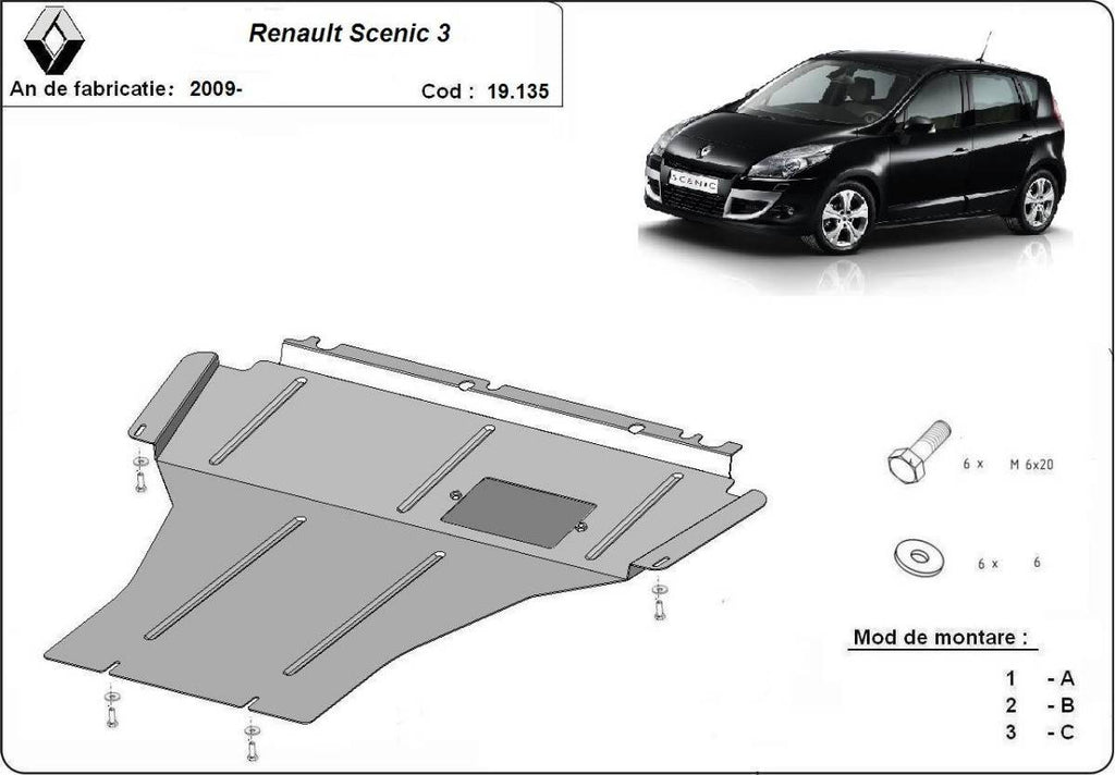 Cubre cárter metálico Renault Scenic 3 (2009-2015) a medida