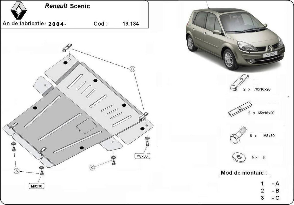 Cubre cárter metálico Renault Scenic (2004-2008) a medida
