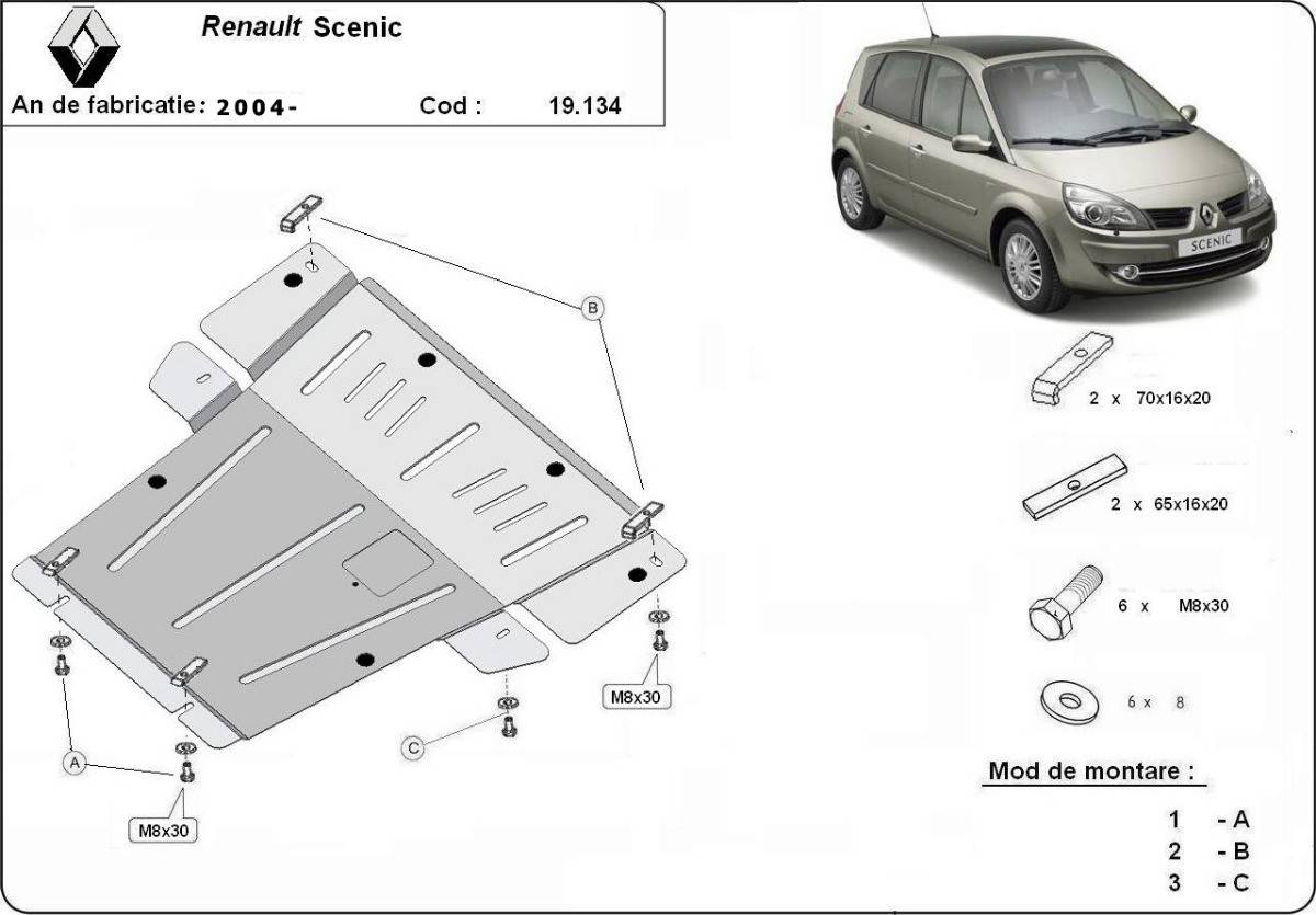 Cubre cárter metálico Renault Scenic (2004-2008) a medida