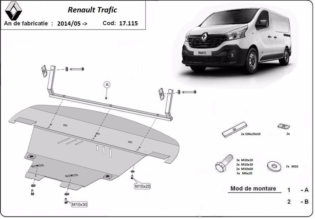 Cubre cárter metálico Renault Trafic (2014-2022) a medida