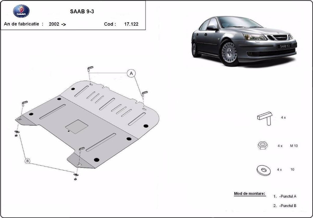 Cubre cárter metálico Saab 9-3 (2002-2012) a medida