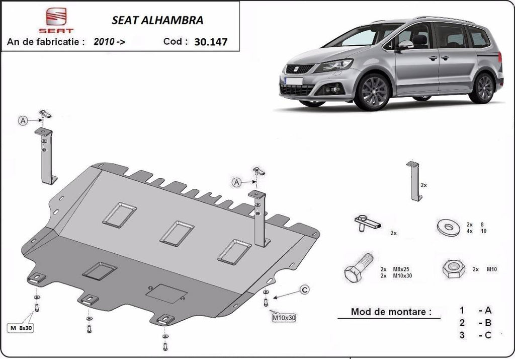 Cubre cárter metálico Seat Alhambra (2010-2020) a medida