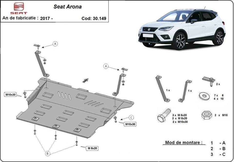 Cubre cárter metálico Seat Arona (2017-2022) a medida