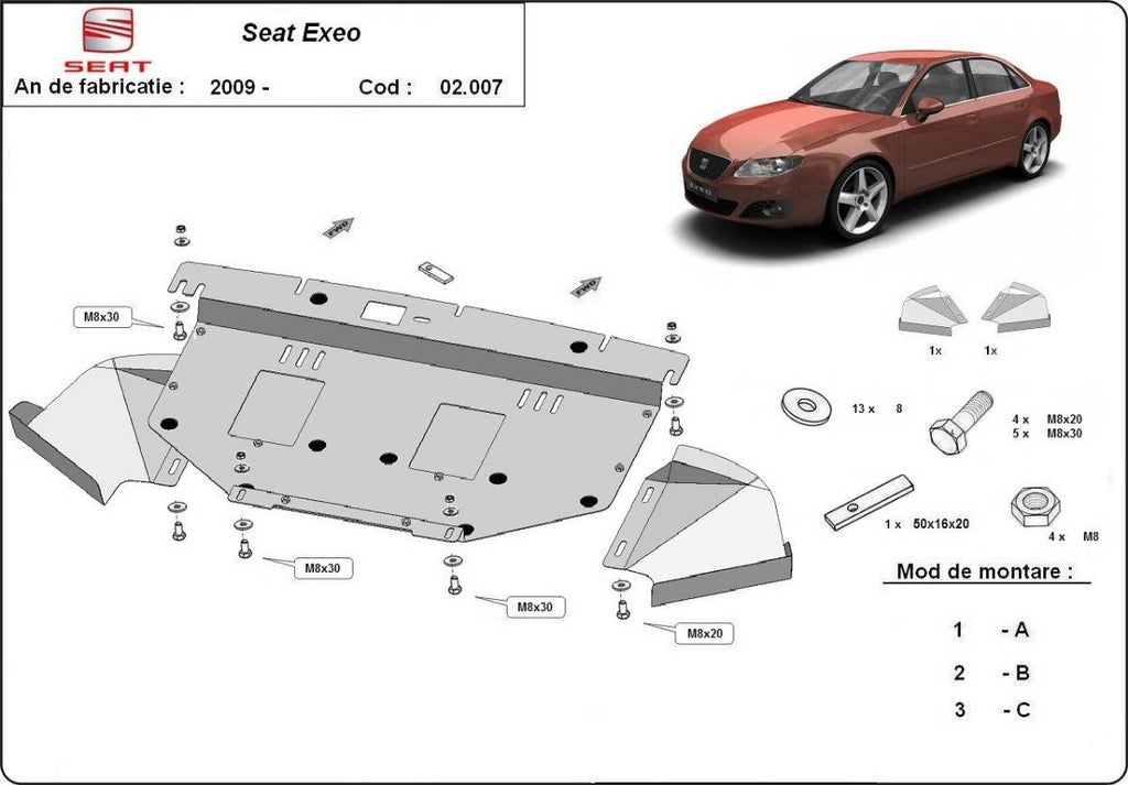 Cubre cárter metálico Seat Exeo (2008-2013) a medida