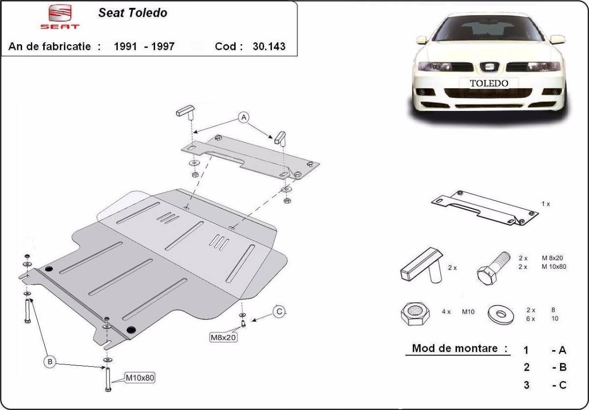 Cubre cárter metálico Seat Toledo 1 (1991-1998) a medida