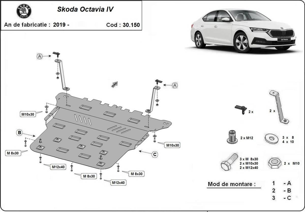 Cubre cárter metálico Skoda Octavia 4 (2019-2022) a medida