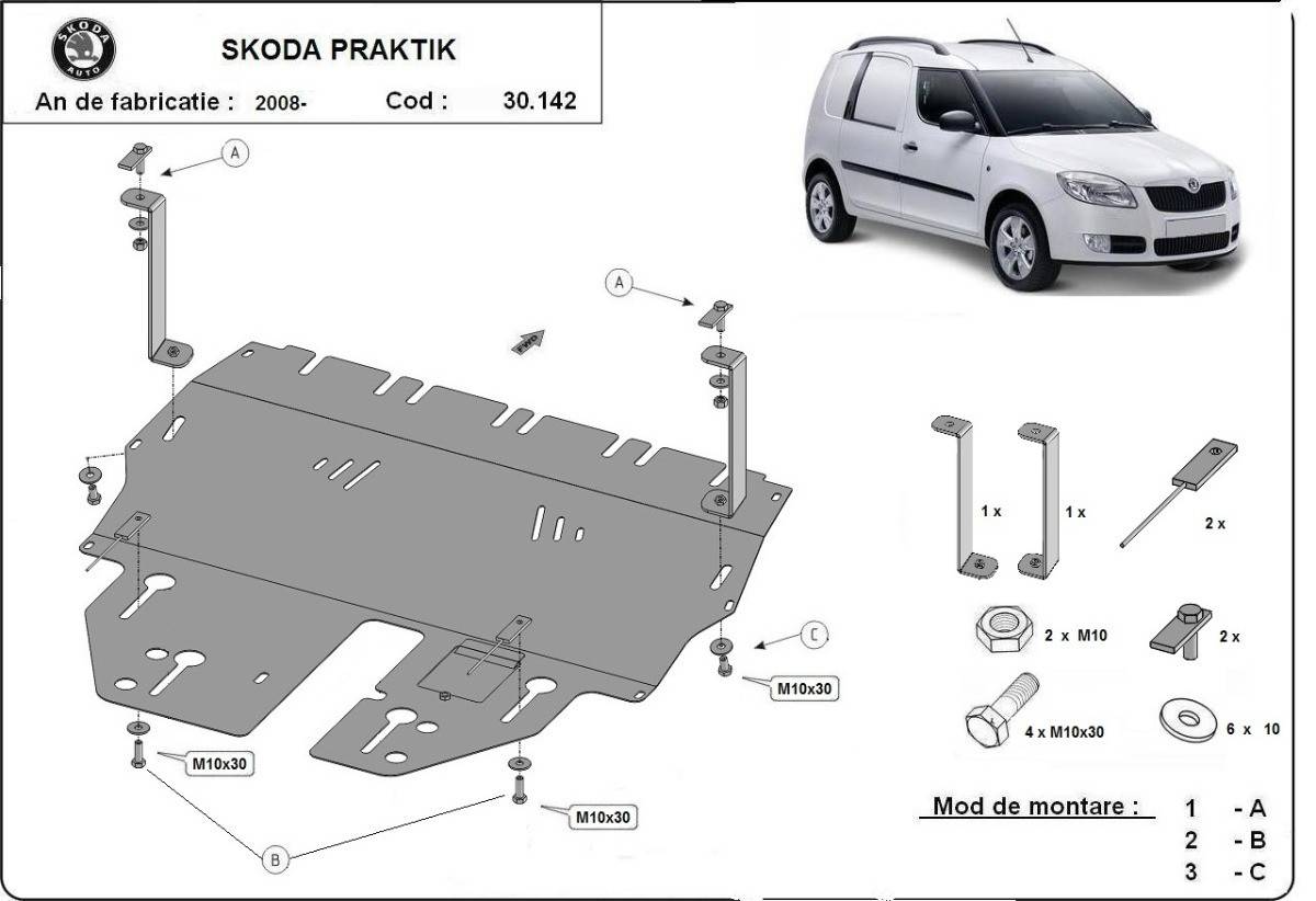 Cubre cárter metálico Skoda Praktik (2006-2015) a medida