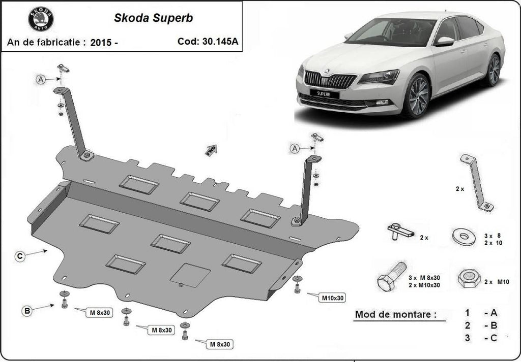 Cubre cárter metálico Skoda Superb - Caja de Cambios Automática "30.145A" (2015-2022) a medida