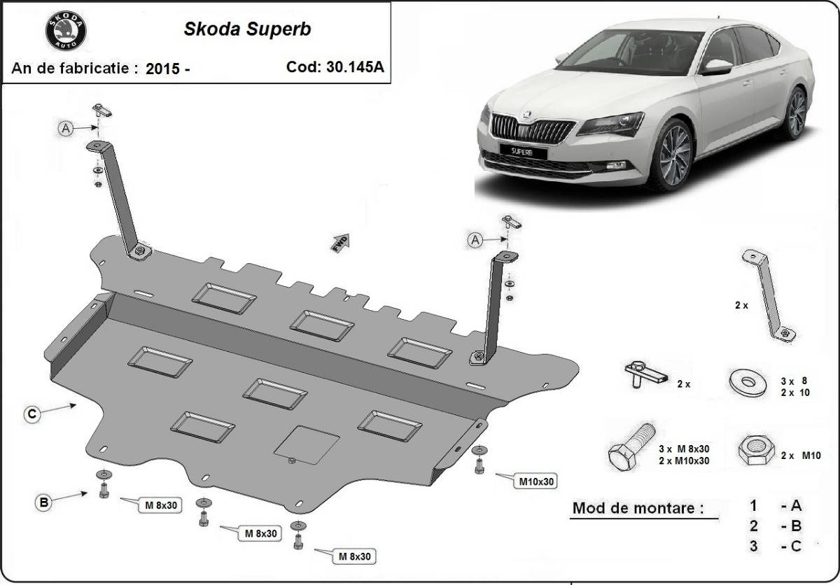 Cubre cárter metálico Skoda Superb - Caja de Cambios Automática "30.145A" (2015-2022) a medida
