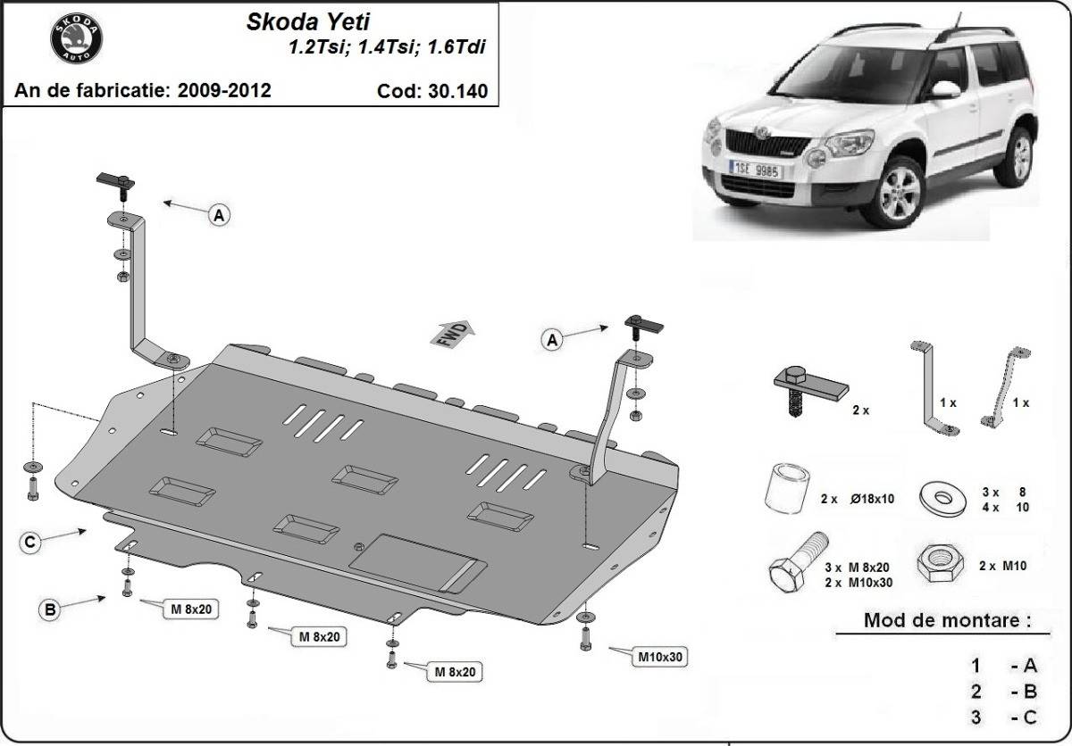 Cubre cárter metálico Skoda Yeti (2009-2012) a medida