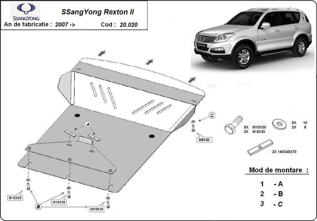 Cubre cárter metálico Ssangyong Rexton 2 (2007-2017) a medida