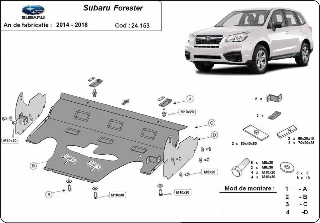 Cubre cárter metálico Subaru Forester 4 (2014-2018) a medida