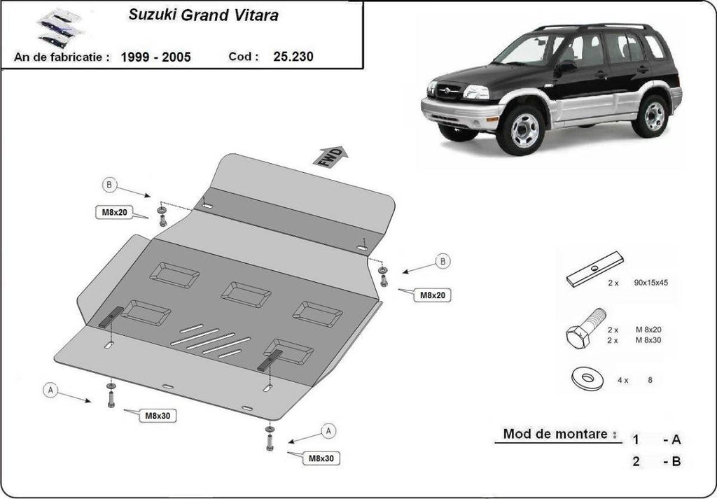 Cubre cárter metálico Suzuki Grand Vitara (1999-2005) a medida
