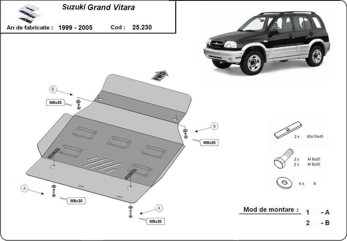 Cubre cárter metálico Suzuki Grand Vitara (1999-2005) a medida