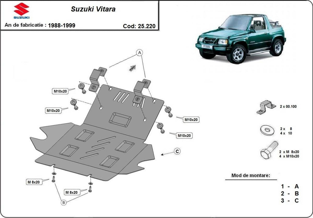 Cubre cárter metálico Suzuki Vitara (1988-1999) a medida