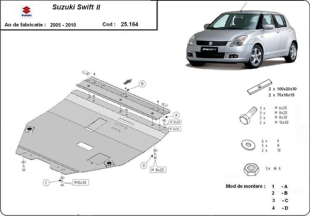 Cubre cárter metálico Suzuki Swift 2 (2005-2010) a medida