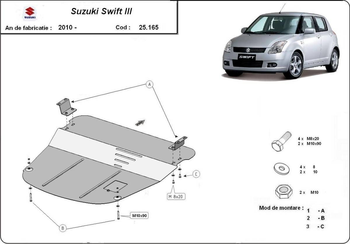 Cubre cárter metálico Suzuki Swift 3 (2010-2017) a medida