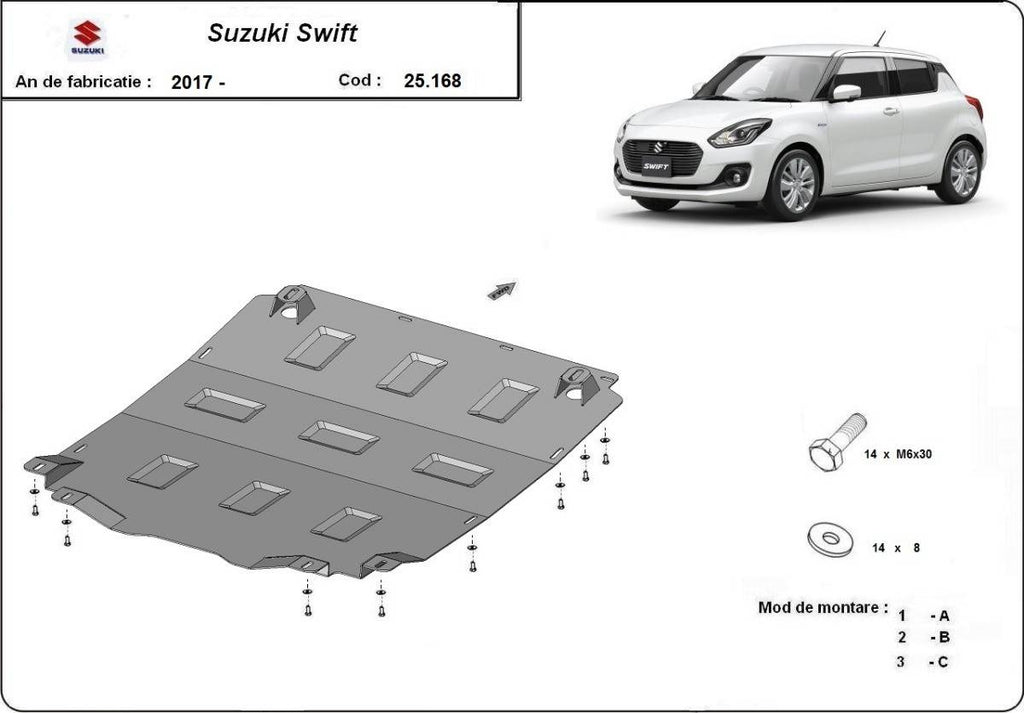 Cubre cárter metálico Suzuki Swift (2017-2022) a medida