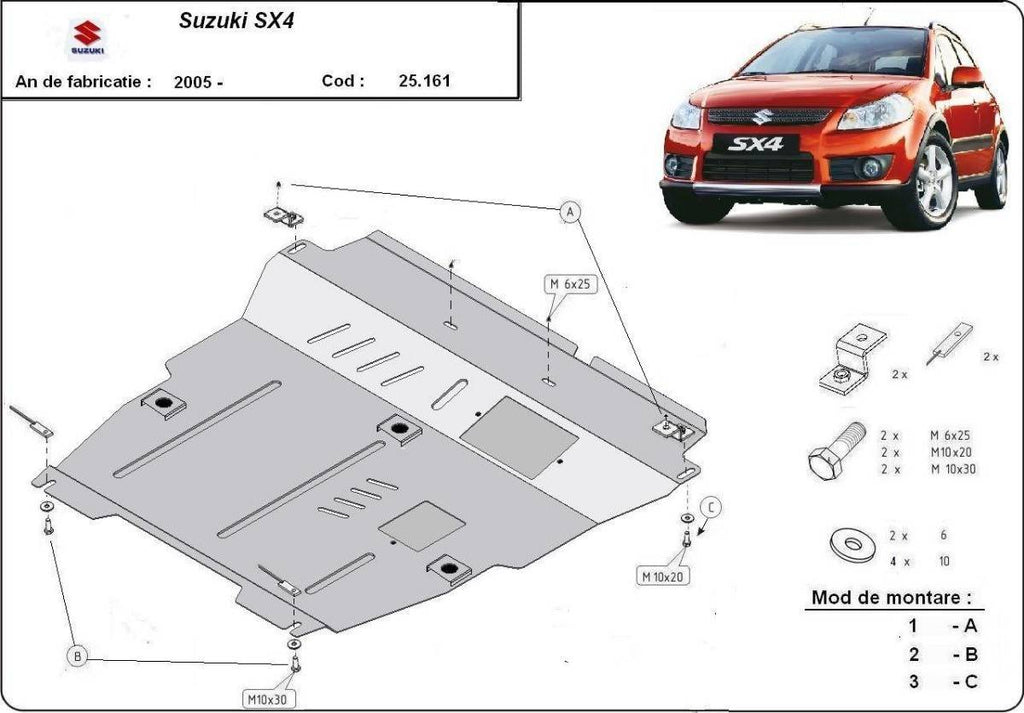 Cubre cárter metálico Suzuki SX 4 (2006-2013) a medida
