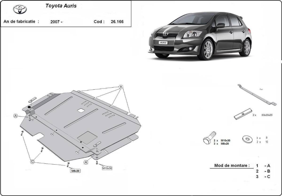 Cubre cárter metálico Toyota Auris (2007-2018) a medida